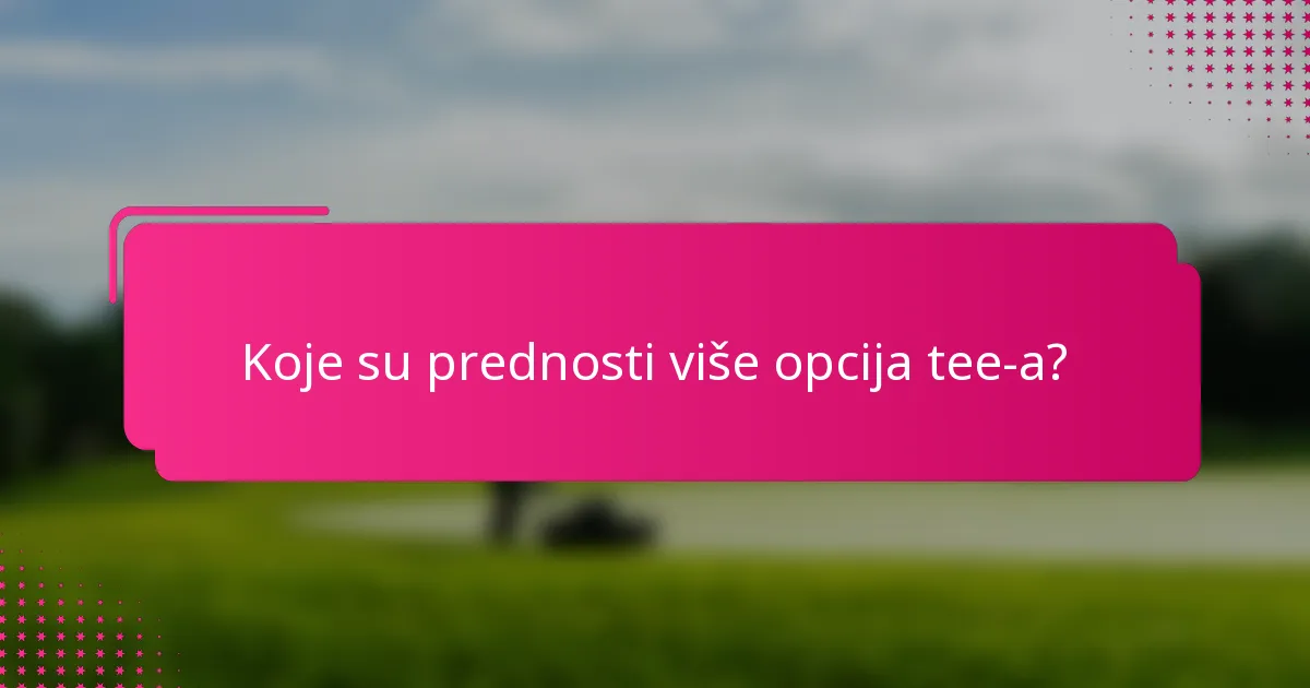 Koje su prednosti više opcija tee-a?